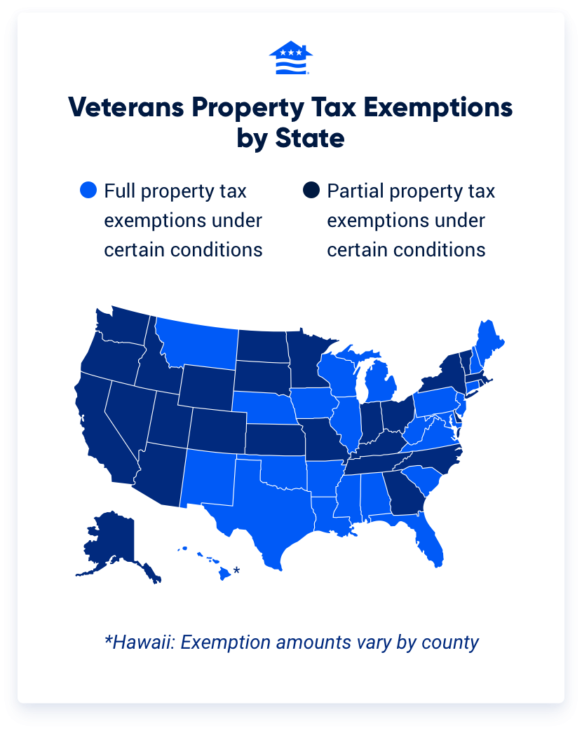 A map of property tax exemptions for disabled Veterans.